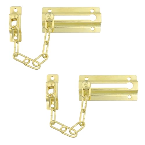 Risbay Türkettenschutzschloss, verdicktes Schloss mit Schrauben, Eisen-Diebstahlschutz, Pressriegel für Innentür, Schrank, Zaun, Schränke, Scheunentür, Badezimmer, Garten, 2 Stück (Gold) von Risbay