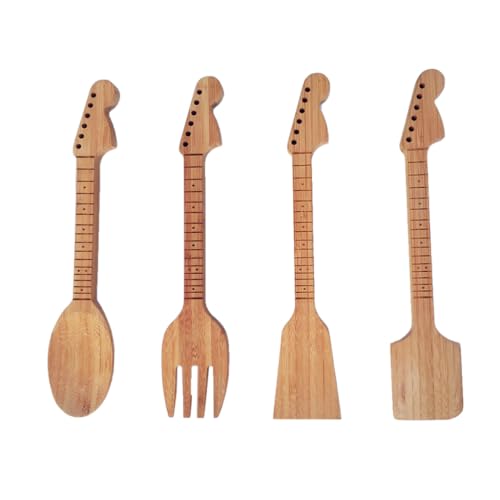 Rise8 Studios Bambus Gitarre Hals Form Küchenhelfer Set – Musiker Geschenke Weihnachtsstrumpf stuffer- Set von 4: Löffel Spatel und Salat Gabel Rise8 Studios Bambus Gitarre Hals Form Küchenhelfer Set – Musiker Geschenke Weihnachtsstrumpf stuffer- Set von 4: Löffel Spatel und Salat Gabel von Rise8 Studios