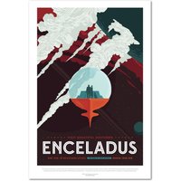 Nasa Weltraum Poster, Retro Wandkunst, Space Travel Poster - Enceladus Mission Hochwertige Drucke von RiseUpArts