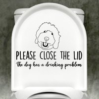 Sheepadoodle Bitte Schließen Sie Den Deckel, Hund Hat Ein Trinkproblem Toilettenaufkleber, Geschenk Für Hundeliebhaber, Lustiger Aufkleber von RiseUpStitchery