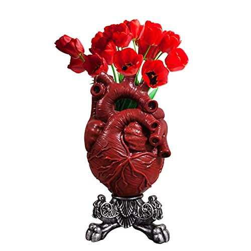 Risegun Herzvase - Anatomische Herzvase Harz Blumentopf Skulptur Moderne Büro Home Schlafzimmer Desktop Ornamente(rot) von Risegun