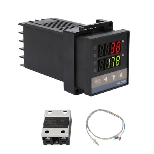 Risegun Digitaler PID Temperaturregler Kit, REX-C100 0°C-1300°C Alarm Temperaturregler Thermostat mit 40A SSR-Relais Typ K-Thermoelement AC110V 240V Risegun Digitaler PID Temperaturregler Kit, REX-C100 0°C-1300°C Alarm Temperaturregler Thermostat mit 40A SSR-Relais Typ K-Thermoelement AC110V 240V von Risegun