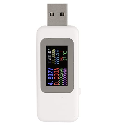USB Tester Ladegerät Tester Digital Voltmeter Amperemeter Voltmeter USB Tester Mobile Power Panel Display Meter DC LED Display(Weiß) von Risegun