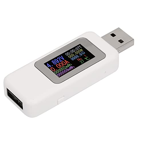 Risegun 200W USB Tester Messgerät, DC 4-30V 0-5.1A Digital Multimeter USB Power Meter, Spannung Voltmeter, Strommesser, Power Charger Detector(Weiß) von Risegun