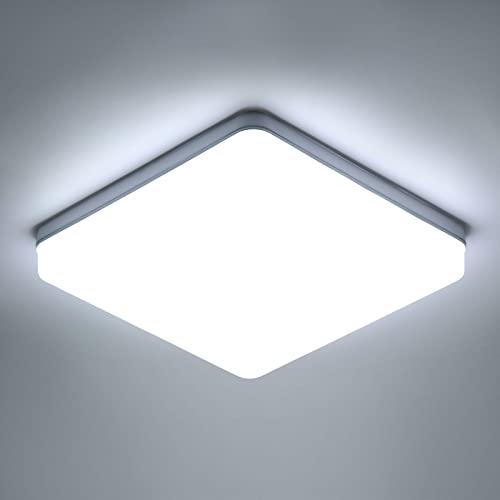 Riserva LED Deckenleuchte Square Deckenlampe 36W, IP44 6500K 4050LM Deckenlampe LED Kaltesweiß, Lampen Deckenlampen für Lampe Wohnzimmer, Schlafzimmer, Küchenlampe, Flur, Balkon, Esszimmer, Ø23cm von Riserva