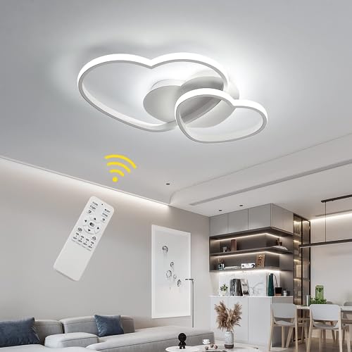 Riserva LED Deckenleuchte Dimmbar 40W, Drei herzförmiges Design Deckenlampe Modern mit Fernbedienung/APP, Deckenlampe Deckenbeleuchtung Lampe für Wohnzimmer Schlafzimmer, Weiß, 3000-6500K, 50cm von Riserva
