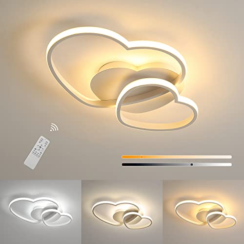 Riserva 64W LED Deckenleuchte Dimmbar, Drei Herz Deckenlampe Modern mit Fernbedienung/APP, Deckenbeleuchtung Acryl für Wohnzimmer Schlafzimmer Kinderzimmer, Weiß, 3000-6500K, 50cm von Riserva