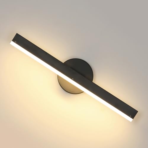 Riserva 12W LED Badezimmer Spiegelleuchte, Moderne Schwenkbar 300 ° LED Wandleuchte Innen, 3000K 38cm Badezimmer Wandleuchte für Schminktisch Schrank, Schwarz von Riserva