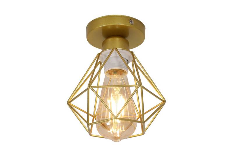 Riserva Deckenleuchte Goldfarbene Deckenleuchte,dekorative Schmiedeeisenlampe,Rautenform,E27 von Riserva