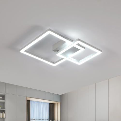 Riserva Deckenleuchte LED Modern, 34W 350° Drehbar Deckenlampe LED, Kaltweiß 6500K Deckenleuchte Weiß Quadratisch für Schlafzimmer, Korridor, Wohnzimmer, Küche von Riserva