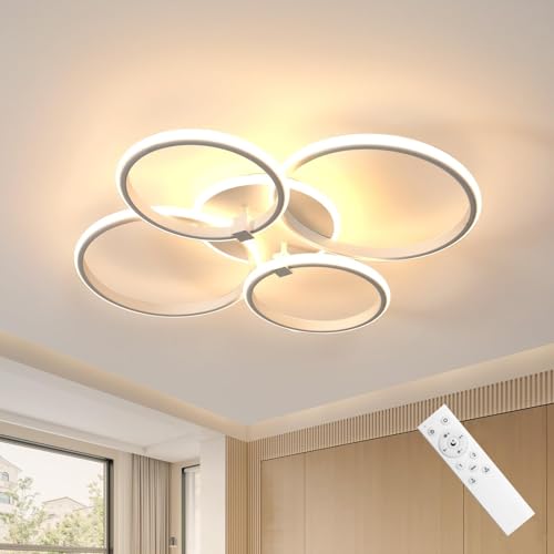 Riserva LED Deckenleuchte Dimmbar, 39W Weiß Deckenlampe Dimmbar mit Fernbedienung, 3000K-6500K 4-Rund Deckenbeleuchtung Modern für Schlafzimmer, Wohnzimmer, Esszimmer, Arbeitszimmer, Korridor von Riserva