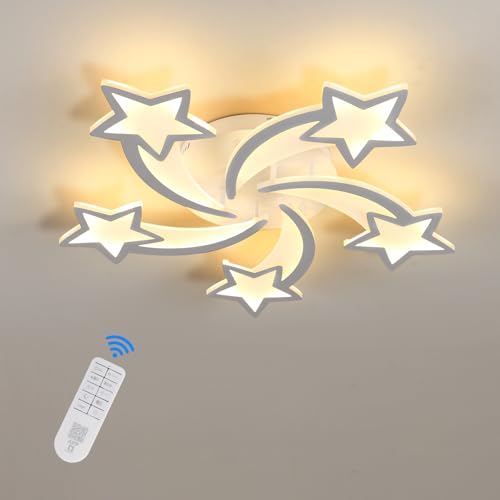 Riserva LED Deckenleuchte Dimmbar mit Fernbedienung, 50 W Modern Stern LED Deckenlampe, 3000K-6500K Deckenleuchte Kinderzimmer für Esszimmer, Kinderzimmer, Dia 70 cm, Weiß von Riserva