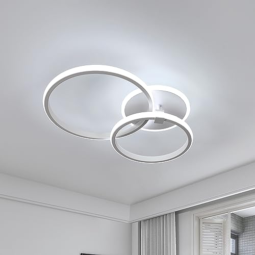 Riserva LED Deckenleuchte Modern, 42W 4725LM Kreative Doppelt Rund Weiß LED Deckenlampe aus Aluminium, Deckenlampen Deckenbeleuchtung Lampen für Schlafzimmer, Wohnzimmer, Flur, Kaltweiß Licht 6500K von Riserva