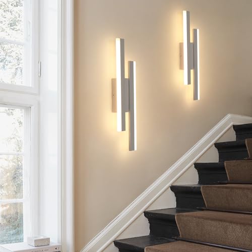 Riserva LED Innenwandleuchte, 16W 1800LM Moderne Wandleuchte Kreative Lange Parallele, 3 Farbtemperaturen 3000K/4500K/6500K, Acryl Innenwandleuchte für Schlafzimmer, Treppenhaus, Wohnzimmer (Weiß) von Riserva