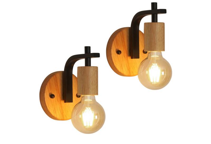Riserva LED Wandstrahler Holz Wandleuchte (2er-Set), E27 Wandlampe, U förmiges Design, E27 Glühbirne, für Flure, Gänge, Cafés, Cafeterias von Riserva