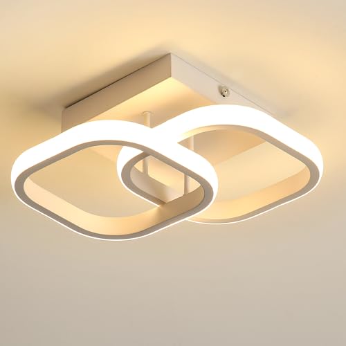 Riserva Moderne 22W LED Deckenleuchte, 2000LM Deckenlampe Quadratisc mit Kreativem Design, 3000K Warmweiß Deckenleuchte LED für Flur, Schlafbereich, Badezimmer, Küche, Wohnzimmer (Weiß) von Riserva