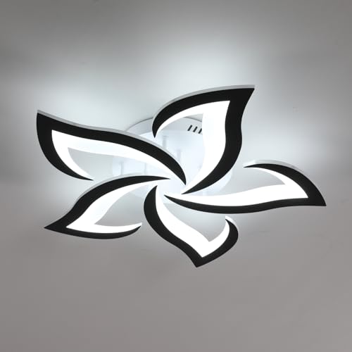 Riserva Moderne LED Deckenleuchte, 60W Kreative Blütenblätter Design LED Deckenleuchte, Acryl Deckenleuchte für Wohnzimmer, Schlafzimmer, Arbeitszimmer, 6500K (Durchmesser 60cm, Schwarz Weiß) von Riserva