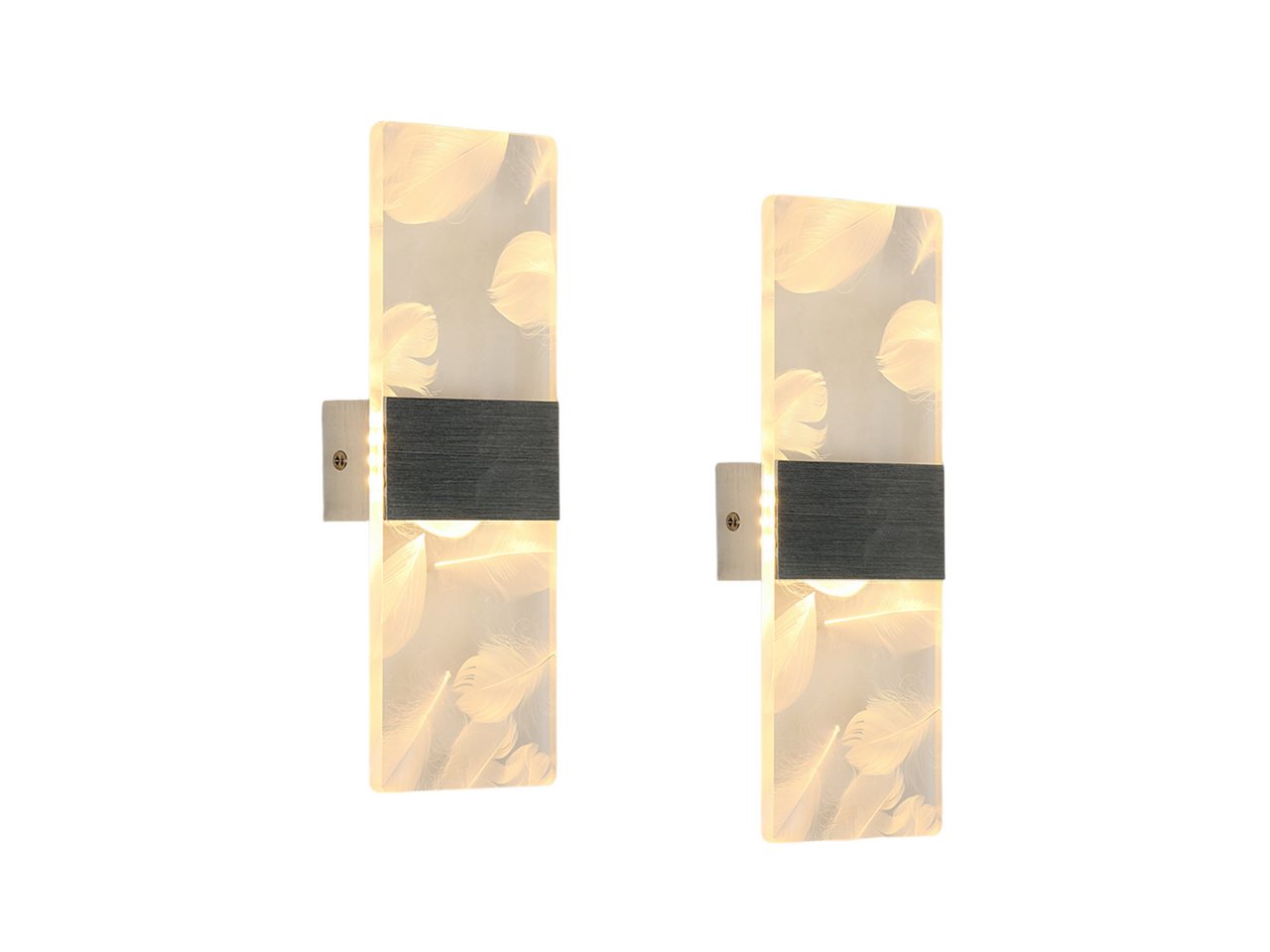 Riserva Wandleuchte Acryl Flurwandleuchte,silberne Federleuchte(2er Pack) 12 W von Riserva