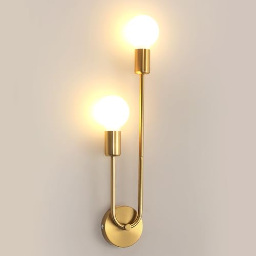 Riserva Wandleuchte Innen Gold, E27 2-Flammig Wandlampe Vintage Unten Links, Oben Rechts, Wandleuchte Metall Industrial fur Schlafzimmer, Wohnzimmer, Esszimmer, Cafe, Bar, Hotel Riserva Wandleuchte Innen Gold, E27 2-Flammig Wandlampe Vintage Unten Links, Oben Rechts, Wandleuchte Metall Industrial fur Schlafzimmer, Wohnzimmer, Esszimmer, Cafe, Bar, Hotel von Riserva