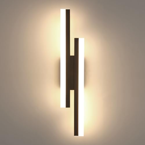 Riserva Wandleuchte Innen LED, 16W Wandlampe Modern Schwarz, 3000K Warmweiß, Lange Wandleuchte Einfach für Schlafzimmer, Wohnzimmer, Korridor, Treppenhaus, Esszimmer von Riserva