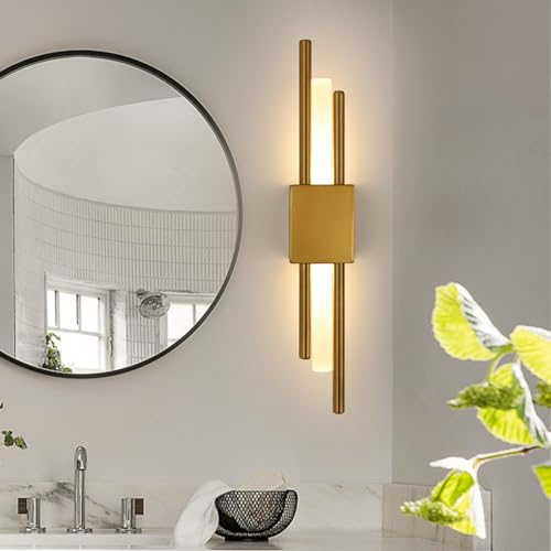 Riserva Wandleuchte LED Innen, Zylindrischer Doppel-Parallel-Wandleuchter Wandlampe Warmweiß 10W, Wandleuchte Innen Moderne für Wohnzimmer Korridor Treppen, Warmweiß 3000K, Gold von Riserva