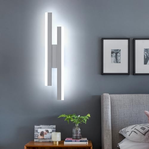 Riserva Wandleuchte LED Innen Moderne, 16W 1800LM Wandlampe, Kreative Lange Parallele Wandleuchte für Wohnzimmer Korridor Treppen, Kaltweiß 6500K, Weiß, 40cm von Riserva