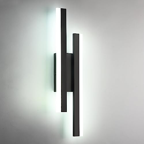 Riserva Wandleuchte LED Innen Moderne, 16W 1800LM Wandlampe LED, Kreative Lange Parallele Wandleuchte für Wohnzimmer Korridor Treppen, Kaltweiß 6500K, Schwarz, 40cm von Riserva