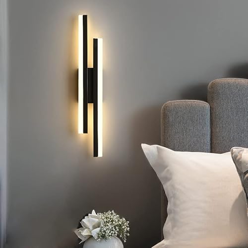 Riserva Wandleuchte LED Innen Moderne, 16W 1800LM Warmweiß Wandlampe, Kreative Lange Parallele Wandleuchte für Wohnzimmer Korridor Treppen, Warmweiß 3000K, Schwarz, 40cm von Riserva