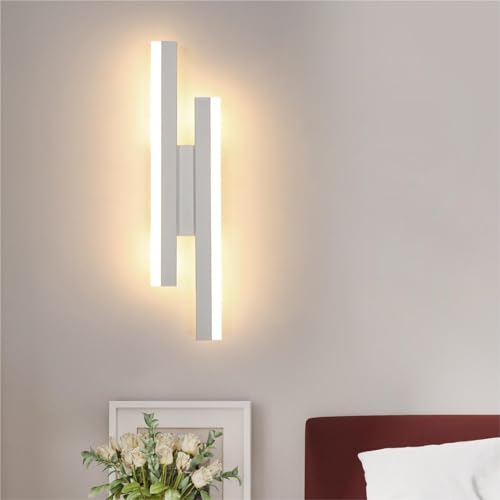 Riserva Wandleuchte LED Innen Moderne, 16W Kreative Wandlampe 1800LM, Warmweiß 3000K, Lange Parallele Wandleuchte für Wohnzimmer Korridor Treppen, Weiß, 40cm von Riserva