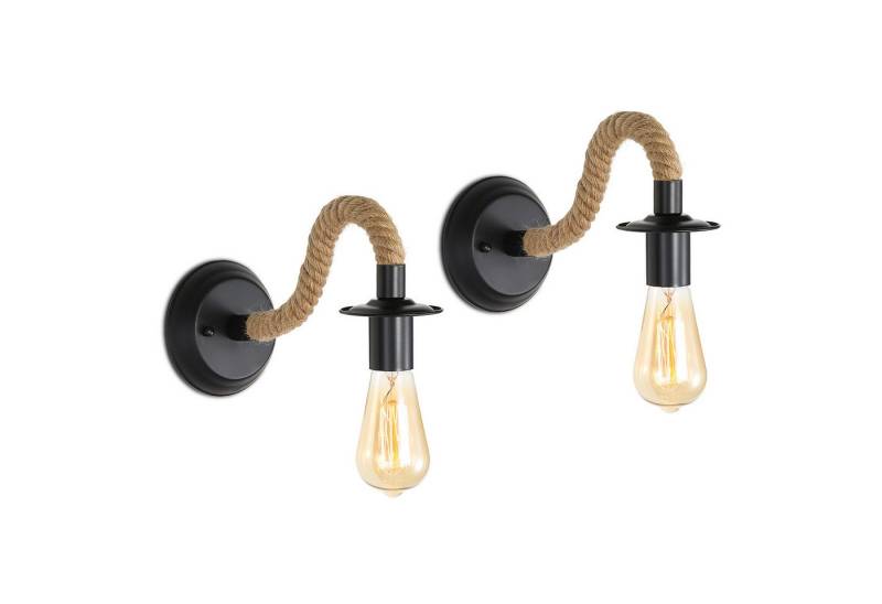 Riserva Wandleuchte Vintage Wandleuchte (2er),Hanfseil Wandleuchte,E27 Loft Wandleuchte von Riserva