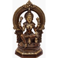 Göttin Lakshmi Statue Aus Messing, Sitzendes Laxmi Idol 24 cm Mit Eule Für Zuhause, , Hindu Des Glücks Und Überfluss, Maa Skulptur von RishikeshHandicraft