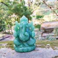 Grüne Jade Ganesha Statue Edelstein 10 cm Halb Kostbare Handgeschnitzte Gott Der Intelligenz Viel Glück von RishikeshHandicraft