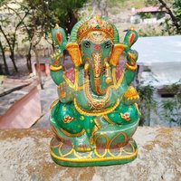 Lord Ganesha Statue.25. cm Zade Idol, Stein Ganpati Statue, Handbemalte Ganesha, Murti Für Home Tempel, Ganesh Figur Kristall von RishikeshHandicraft