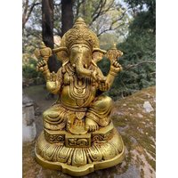 Messing Ganpati Idol Groß 24.cm Ganesha Statue, Ganesh, Einweihungsgeschenk, Hindu Hochzeitsgeschenk, Heiratsjubiläumsgeschenk von RishikeshHandicraft