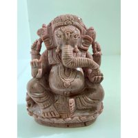 Rhodonit Ganesha, Rhodonit, Kristall Edelstein Ganesha Schnitzerei, Idol, Ganesh Skulptur von RishikeshHandicraft