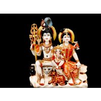 Shiv Parivar Murti, 21 cm Handbemalte Kultivierte Marmor Lord Shiva Familienstatue, Shiva, Göttin Parvati, Ganesha, Familienidol von RishikeshHandicraft