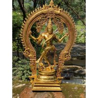 Shiva Nataraja Statue, Tanzende Natraj 64 cm Große Messing Lord Natraja Skulptur, Shiv Nataraj Figur von RishikeshHandicraft