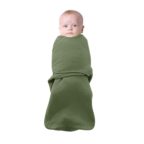 Risipu Baby Swaddle Sacks, Neugeborenes Bio-Baumwolle Swaddle Wrap, verstellbare Swaddle Decken, Nursery Swaddling Essentials für Neugeborene 0-3 Monate, Säugling Dusche Artikel Geschenk (Grün, S) von Risipu
