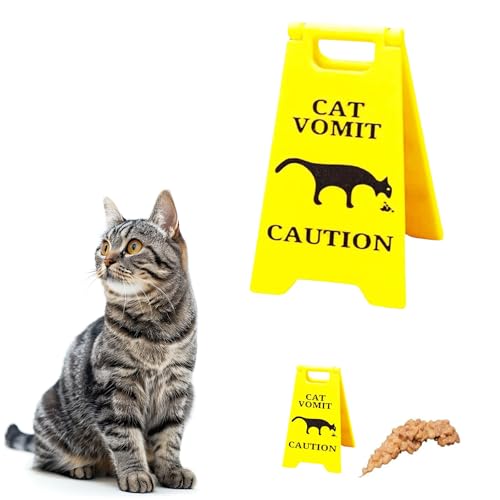 Risipu Schild mit Aufschrift "Cat Vomit", lustiges Warnschild für Katze, Hund, Erbrochenes, Warnschild für Katzenfreunde (Gelb, 1 Set) von Risipu
