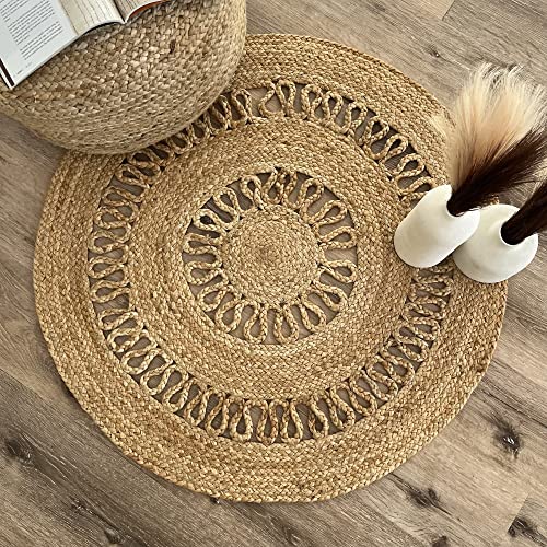 Rita Rugs Home Agnes Runder Teppich, 100% natürliche Jute, künstlerische handgewebte runde Teppiche für Küche, Wohnzimmer, Schlafzimmer, Badezimmer, Bauernhaus – 360 cm rund, 360 cm x 360 cm Rita Rugs Home Agnes Runder Teppich, 100% natürliche Jute, künstlerische handgewebte runde Teppiche für Küche, Wohnzimmer, Schlafzimmer, Badezimmer, Bauernhaus – 360 cm rund, 360 cm x 360 cm von Rita Rugs Home