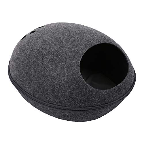 Ritioner Felt Cat Cave Bed with Detachable & Collapsible Zipper Top - Large Interior & Entrance Works for Cats & Small Dogs - Handcrafted Modern Design & Felt (Gery) von Ritioner