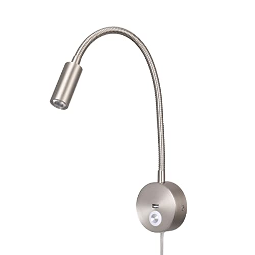 Ritona Wandleselampe Ladegerät USB-Ladeanschluss Touch-Schalter Dimmer LED 3W Warmweiß 3000K 110-240V AC-Eingang EU-Steckerkabel (Nickel USB Touch Switch) von Ritona