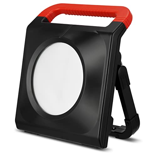 REV WORKLIGHT Baustrahler - Arbeitsleuchte mit zwei Steckdosen, 50W, 4300lm, 6500k, IP54, schwarz von REV