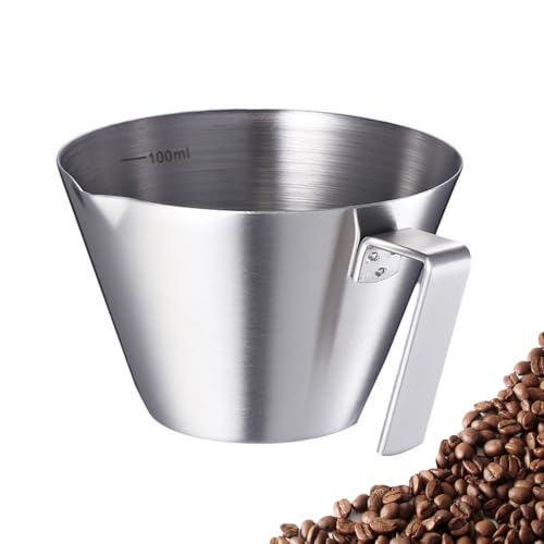 100ML Espresso Messbecher, Kaffee-Messbecher Edelstahl, 304 Edelstahl Espressotassen, Espressotassen mit Griff für Zuhause, Büro und Café (Silber) von Ritte