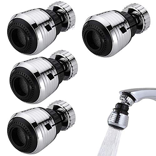 4 Stück 360° Drehbarer Wasserhahn Sprühkopf, Schwenkbarer Luftsprudler, Wasserhahn Sprühkopf Verlängerung, 360 Grad Drehbarer Einstellbarer Wasserhahnbelüfter Für Küche Und Bad von Ritte