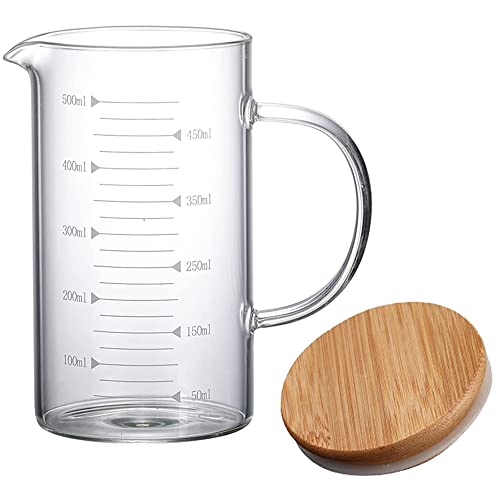 Hitzebeständiges Glas, Messbecher aus Glas, Milch Messbecher, Messbecher mit Deckel, für Saft, Milch und Backen (500ML) von Ritte