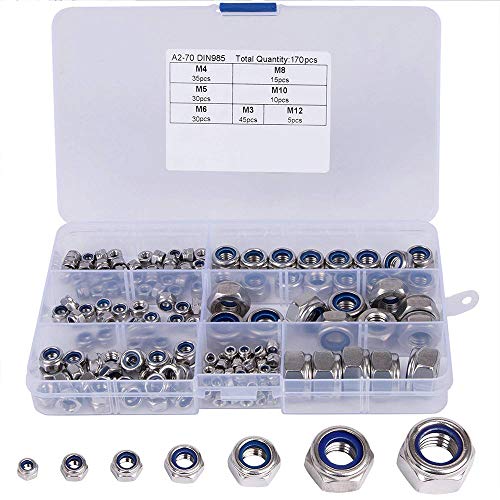 Kontermutter Set, 170 Teilig M3 M4 M5 M6 M8 M10 M12 304 Edelstahl Selbstsichernd Kontermutter Nylon Sechskantmutter Muttern Sortiment Schrauben Kontermutter Set, 170 Teilig M3 M4 M5 M6 M8 M10 M12 304 Edelstahl Selbstsichernd Kontermutter Nylon Sechskantmutter Muttern Sortiment Schrauben von Ritte