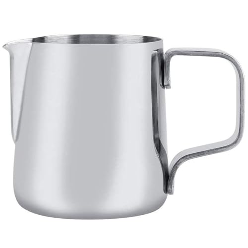 Milchkännchen, Milk Pitcher 350ml Milchkanne Aus Edelstahl, Milch Aufschäumkrug Edelstahl Milch Aufschäumen Tasse Kaffee Milchaufschäumer und Latte für Cappuccino und Latté (Silber) von Ritte