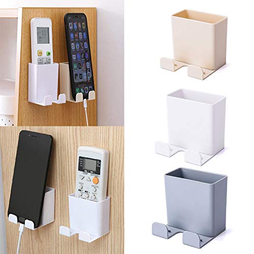 Ritte 3 Stück Wandmontage Fernbedienung Halter, Wandmontage Handyhalter, ABS Wandmontage Aufbewahrungsbox für Handy Lade Halter, Fernbedienung Aufbewahrungsbox (A) von Ritte