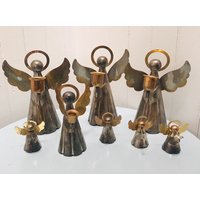 Vintage Silber Und Vergoldet Über Messing Familie Der Engel Kerzenhalter Weihnachtsdekor von RittenhouseSqVintage